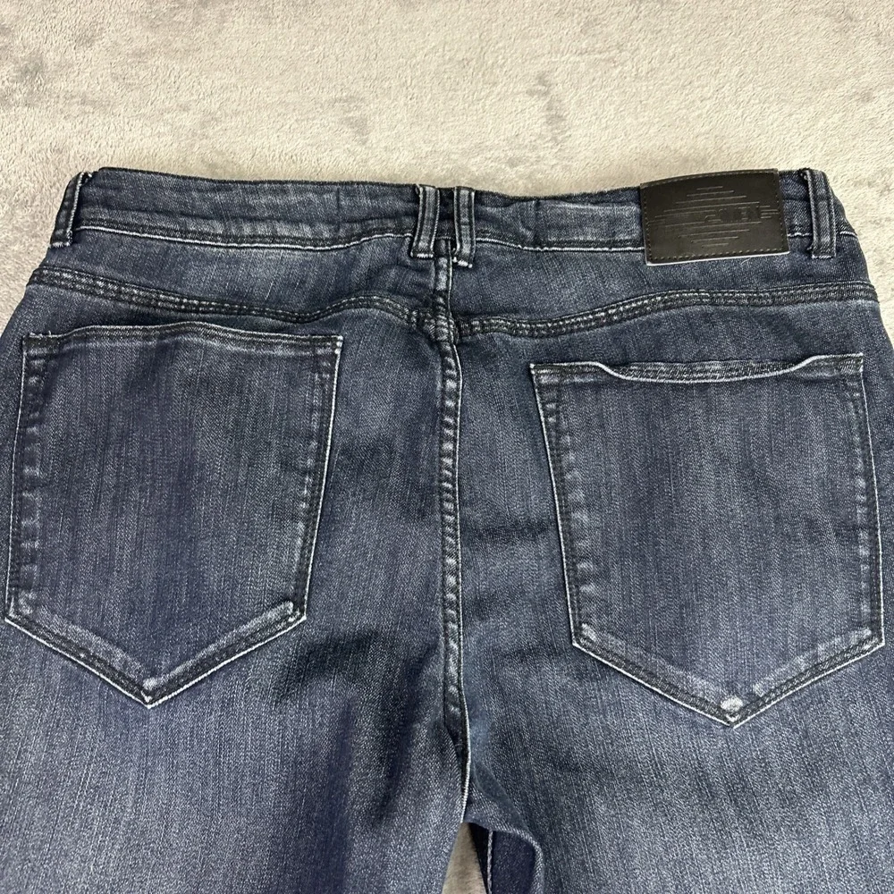 21 MEN Men's 34 X 32 Dark Blue Jeans Denim Pants 5 Pockets Slim Straight Retro